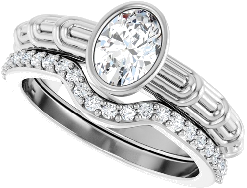 14K White 7 x 5 mm Oval Solitaire Engagement Ring Mounting (10)