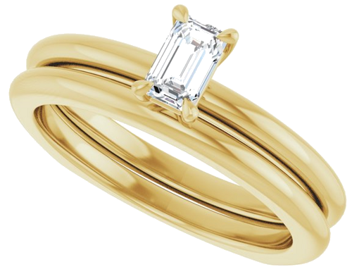 Sužadėtuvių Žiedas „Claw-Prong Euro Shank“ 10k yellow gold Emerald 5mm x 3mm (10)