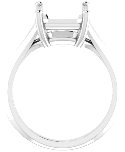 14K White 11x9 mm Emerald Solitaire Engagement Ring Mounting (2)