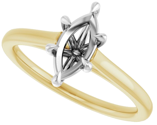 Sužadėtuvių Žiedas „Claw-Pong“ 14k yellow/white gold Marquise 9mm x 4.5mm (5)