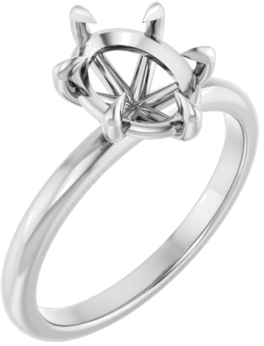 14K White 9x7 mm Oval Solitaire Engagement Ring Mounting (1)