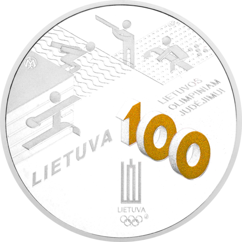 2024 г. Литва Парижките олимпийски игри 20 евро сребърна монета (1)