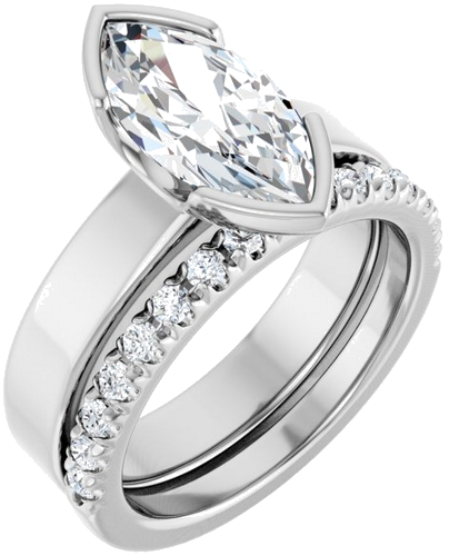 Sužadėtuvių Žiedas „Half-Bezel Solitaire“ 10k white gold Marquise 13mm x 6.5mm (6)
