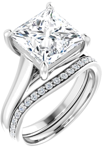 14K White 9 mm Square Solitaire Engagement Ring Mounting (6)