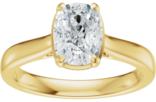 Sužadėtuvių Žiedas „Claw-Prong Solitaire Bezel-Style“ 14k yellow gold Elongated Cushion 7mm x 5mm (3)