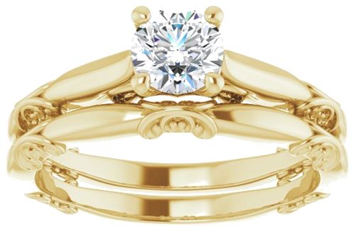 Sužadėtuvių Žiedas „Solitaire Sculptural“ 14k yellow gold Round 5.2mm (8)