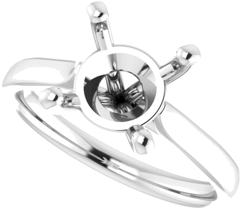 14K White 9 mm Round Engagement Ring Mounting (5)