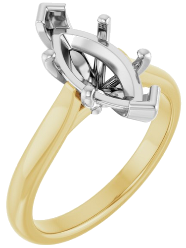 Sužadėtuvių Žiedas 14k yellow/white gold Marquise 13mm x 6.5mm (1)