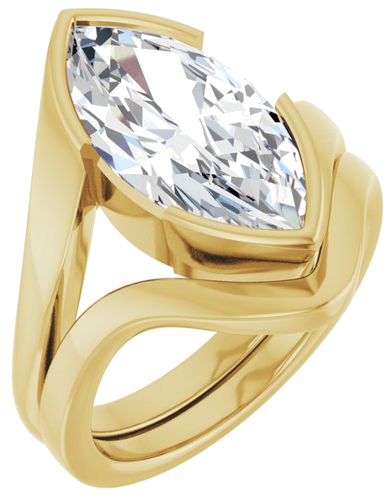 Sužadėtuvių Žiedas „Half-Bezel Solitaire“ 14k yellow gold Marquise 16mm x 8mm (6)