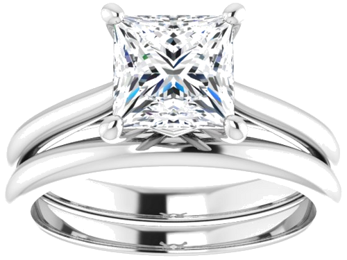 Platinum 6.5 mm Square Solitaire Engagement Ring Mounting (8)