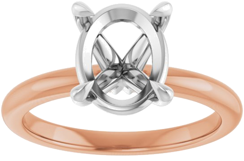 Sužadėtuvių Žiedas 585 Baltojo Ir Rožinis Aukso Oval 10mm x 8mm (3)