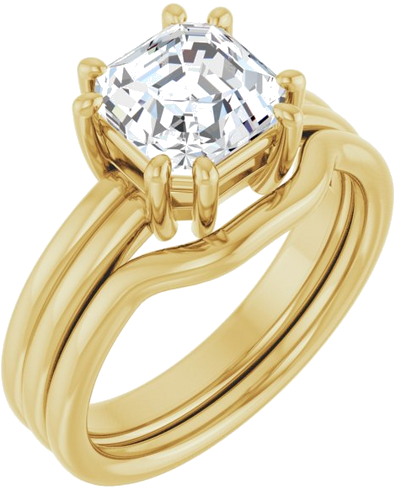 Sužadėtuvių Žiedas „Solitaire“ 14k yellow gold Asscher 7mm (6)