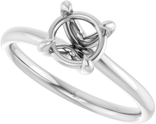 14K White 6.5 mm Round Engagement Ring Mounting (5)