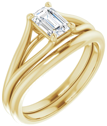 14K Yellow 6x4 mm Emerald Solitaire Engagement Ring Mounting (6)