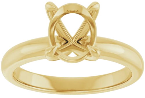 14K Yellow 9x7 mm Oval Solitaire Engagement Ring Mounting (3)