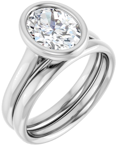Sužadėtuvių Žiedas „Bezel-Set Solitaire“ 14k white gold Oval 9mm x 7mm (6)