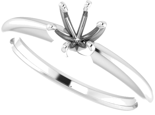 14K White 5.2 mm Round 6-Prong Solitaire Ring Mounting (5)
