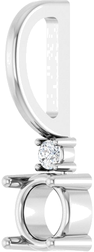 14K White 4 mm Round .015 CT Natural Diamond Semi-Set Charm Pendant (2)