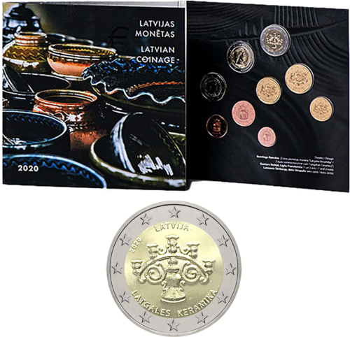 2020 Latvia BU Euro coin set with 2 euro commemorative coin (2)