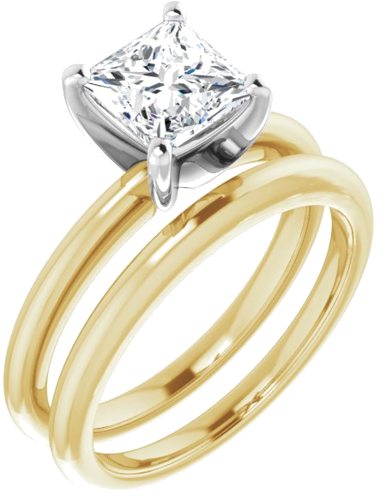 Sužadėtuvių Žiedas „Solitaire“ 750 Baltojo Ir Geltonojo Aukso Square 6mm (6)