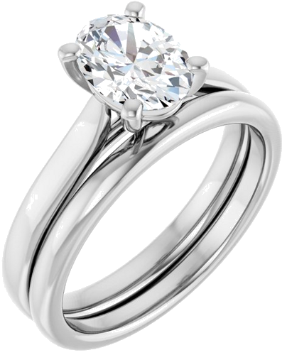 Sužadėtuvių Žiedas 14k white gold Oval 8mm x 6mm (6)
