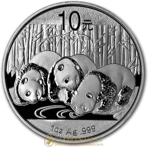 2013 Panda Kinija 10 Juanių 1 oz sidabrinė moneta (1)