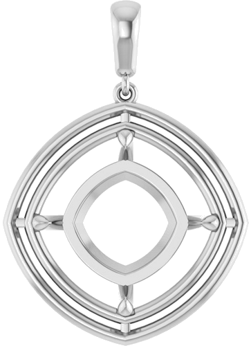 Pakabukas „Solitaire“ 14k white gold Cushion 14mm (1)