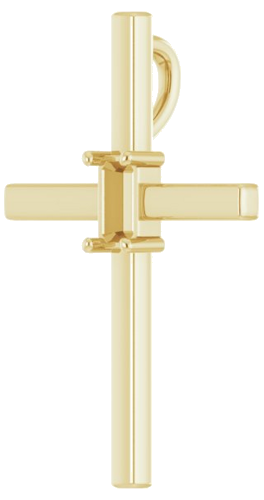 Pakabukas „Solitaire Cross“ 14k yellow gold Emerald 5mm x 3mm (2)