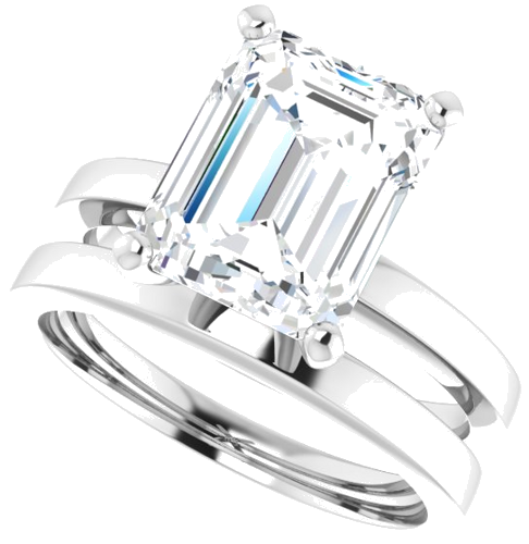 Sužadėtuvių Žiedas „Solitaire“ 585 Baltojo Aukso Emerald 10mm x 8mm (10)