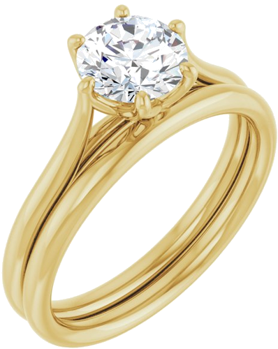 10K Yellow 6.5 mm Round Engagement Ring Mounting (6)