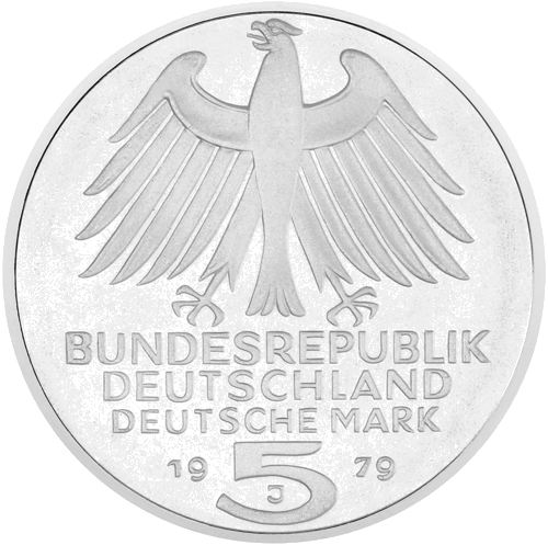 1979 Germany 5 Mark German Archaeological Institute Anniversary Silver Coin (2)