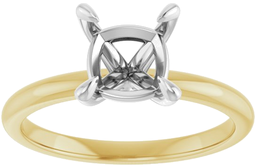 Sužadėtuvių Žiedas „Solitaire“ 14k yellow/white gold Cushion 7mm (3)