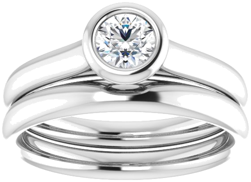 Sužadėtuvių Žiedas „Bezel-Set Solitaire“ 14k white gold Round 4.4mm (8)