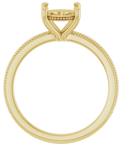 Sužadėtuvių Žiedas „Solitaire Milgrain“ 14k yellow gold Oval 9mm x 7mm (2)