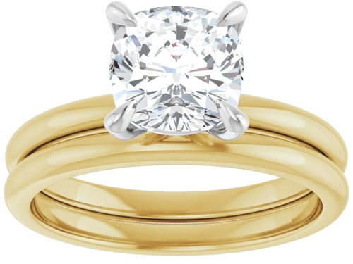 Sužadėtuvių Žiedas „Solitaire“ 14k yellow/white gold Cushion 7mm (8)