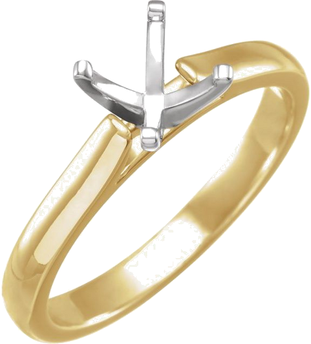 14K Yellow White 5.8 mm Round Solitaire Engagement Ring Mounting (1)