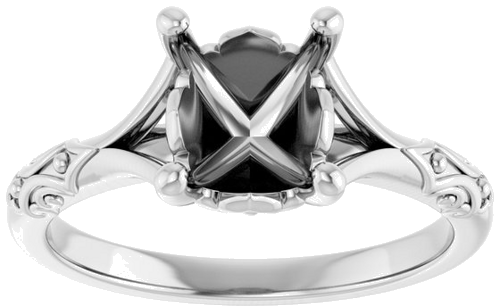 Sužadėtuvių Žiedas „Solitaire Split Shank“ 585 Baltojo Aukso Oval 9mm x 7mm (3)