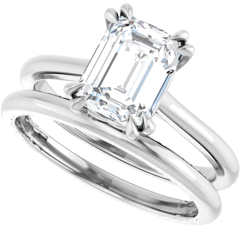 Sužadėtuvių Žiedas „Solitaire“ 585 Baltojo Aukso Emerald 8mm x 6mm (10)