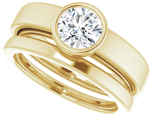 Sužadėtuvių Žiedas „Bezel-Set Solitaire“ 14k yellow gold Round 6mm (10)