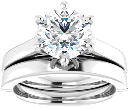 Sužadėtuvių Žiedas „Solitaire“ 14k white gold Round 8.2mm (8)