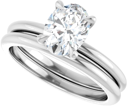 14K White 8x6 mm Oval Solitaire Engagement Ring Mounting (10)