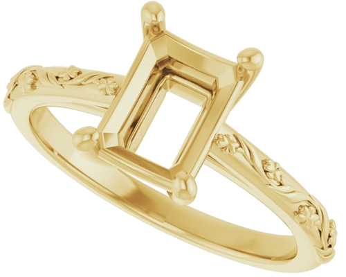 Sužadėtuvių Žiedas „Solitaire“ 14k yellow gold Emerald 8mm x 6mm (5)