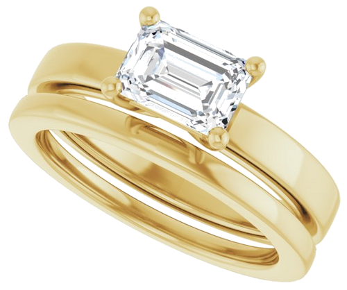Sužadėtuvių Žiedas 14k yellow gold Emerald 7mm x 5mm (10)