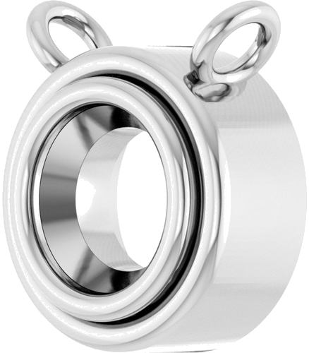 14K White 4 mm Round Bezel Set Necklace Center (2)