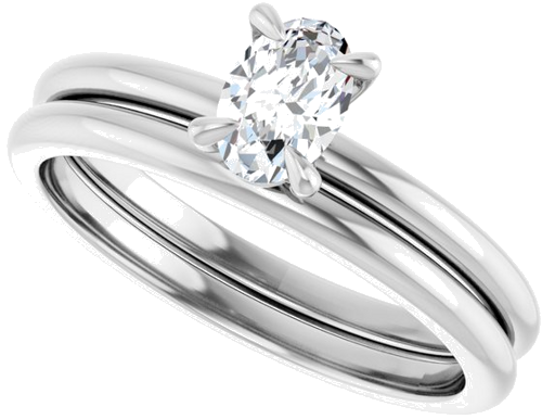 Sužadėtuvių Žiedas „Solitaire“ 585 Baltojo Aukso Oval 6mm x 4mm (10)