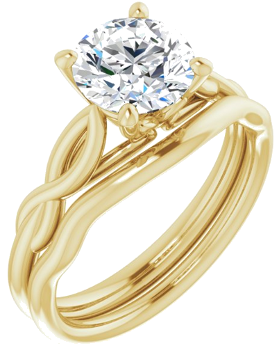 Sužadėtuvių Žiedas „Solitaire Sculptural“ 14k yellow gold Round 7.4mm (6)