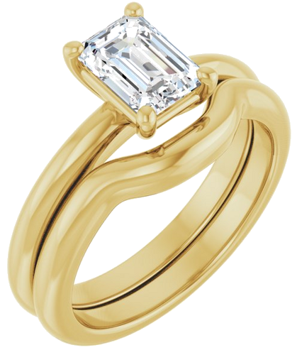 Sužadėtuvių Žiedas 14k yellow gold Emerald 7mm x 5mm (6)