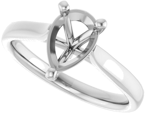 14K White 9x6 mm Pear Engagement Ring Mounting (6)