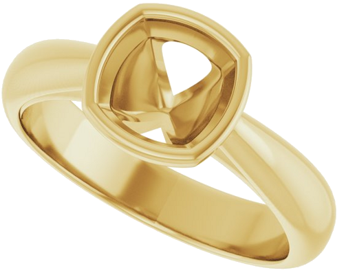 Sužadėtuvių Žiedas „Bezel-Set Solitaire“ 14k yellow gold Cushion 6.5mm (5)