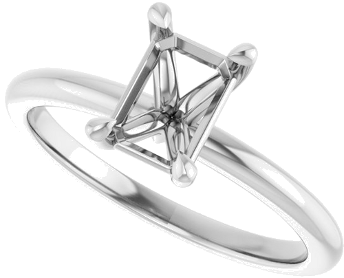 14K White 7x5 mm Emerald Solitaire Engagement Ring Mounting (5)
